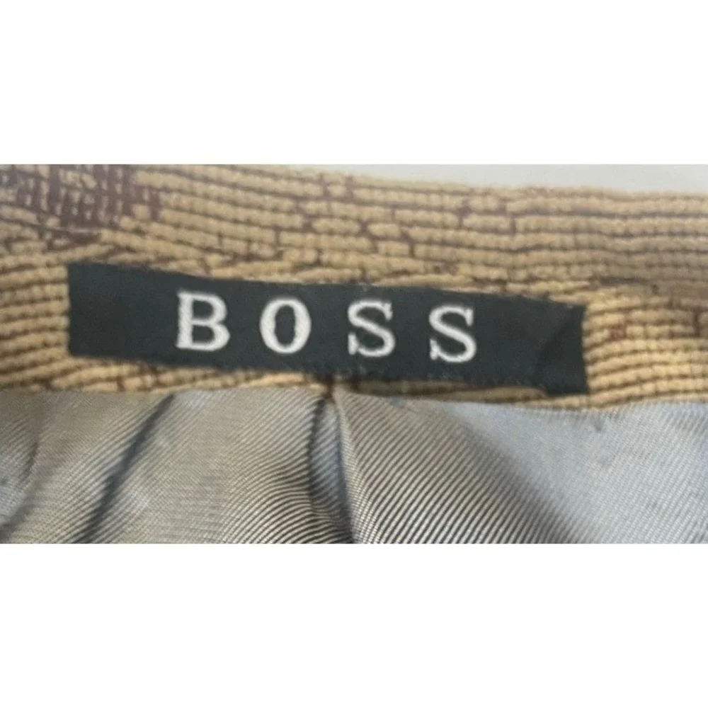 HUGO BOSS Mens Single Breasted Blazer Textured Tan Pattern Brown Jacket‎ 40R